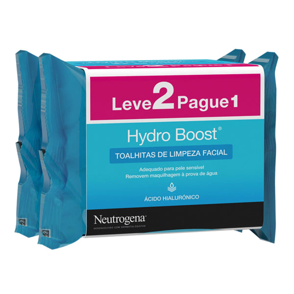 Neutrogena Hydro Boost Toalhitas de Limpeza Facial Pack Promo Leve 2 Pague 1