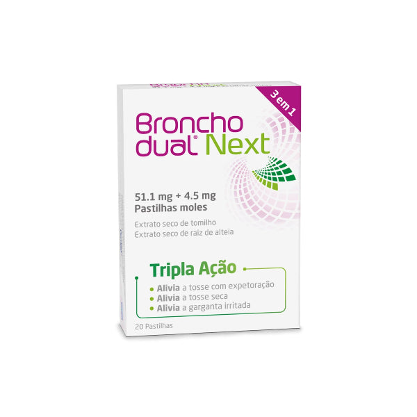 Bronchodual Next Pastilhas Tosse e Garganta 20 pastilhas