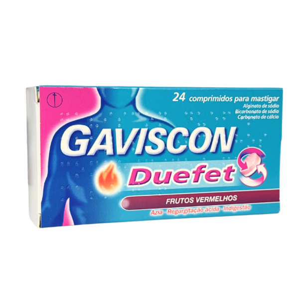 Gaviscon Duefet Frutos Vermelhos 24 Comprimidos Mastigáveis